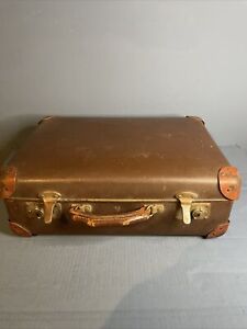 Vintage ANTLER Suitcase Lovely small Brown Suitcase With Corner Protectors