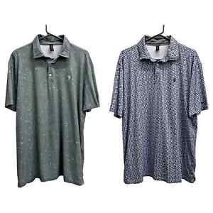 Anderson Ord Performance Golf Gray Paint Splash & Blue Leaf Shirts Polos LARGE