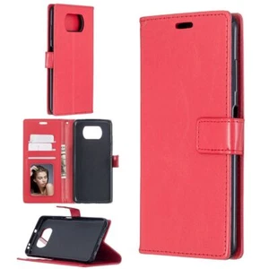 Schutz Handy Hülle für Xiaomi Poco X3 Case Flip Cover Tasche Etuis Bumper Rot - Zdjęcie 1 z 7