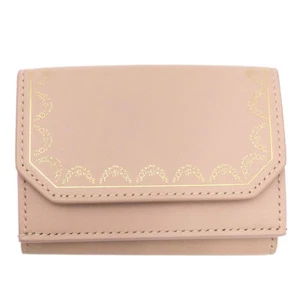 Cartera Cartier Guirlande de Cartier Triple Plegable Cuero Beige Claro Auténtica - Imagen 1 de 9