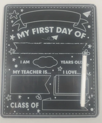 NEW My First / Last Day Of School Chalkboard Double Sided Sign 12 in X 10 in - Image 1 of 2