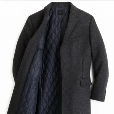NEW J. Crew Everyday Topcoat 38S Heather Charcoal Gray Quilted Lining Overcoat - Image 1 of 4