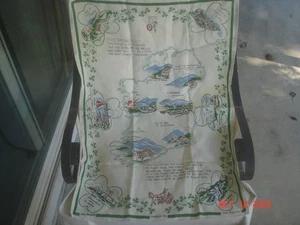 Vintage SMARAGD ISLE REINES IRISCHES LEINEN GESCHIRRTUCH 20" x 30" SEHENSWÜRDIGKEITEN IRLAND - Bild 1 von 14
