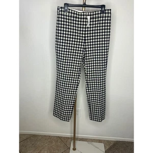 Pantalones J.Crew Kate Negro Blanco Guinga Cuadros Hasta el Tobillo Talla 12 Carrera Informal - Imagen 1 de 8