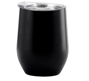 Vaso de vino al vacío de acero inoxidable negro de 11,8 oz con pajita de metal, bebida aislante - Imagen 1 de 4