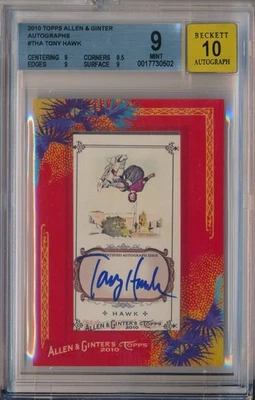 2010 Topps Allen and Ginter Baseball Autographs Tony Hawk Auto BGA 9/10 - Image 1 of 2