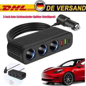 KFZ 12V /24V Zigarettenanzünder Verteiler Auto Ladegerät mit 2x USB 2x Typ-C PD - Bild 1 von 21