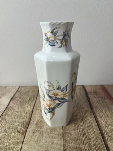 Vintage Ansley “JUST ORCHIDS” Bone China 7” Hexagon Shape Bud Vase - Picture 1 of 5