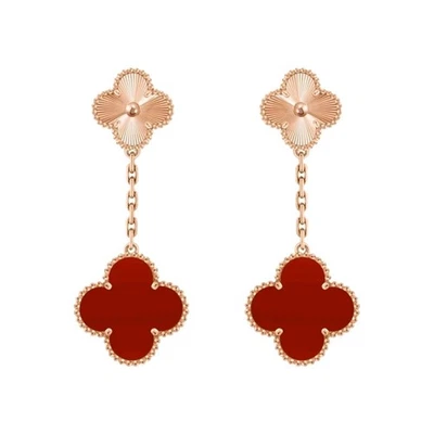 Pendiente VAN CLEEF & ARPELS Magic Alhambra Oro Rosa Guilloche Cornalina Nuevo 2025 Foto 1 de 4