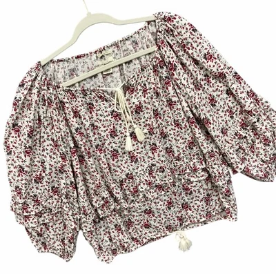 Ralph Lauren Denim & Supply Peasant Top Cottagecore Boho Floral Tassels Sz S - Image 1 of 4