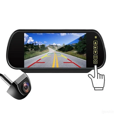 Touchscreen 7" Car Rear View Mirror Monitor+Reverse Rear View Backup Camera KIT - Image 1 of 4