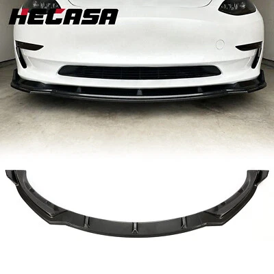 For Tesla Model 3 17-23 Front Bumper Lip Kit Chin Spoiler Carbon Fiber Style Foto 1 de 4
