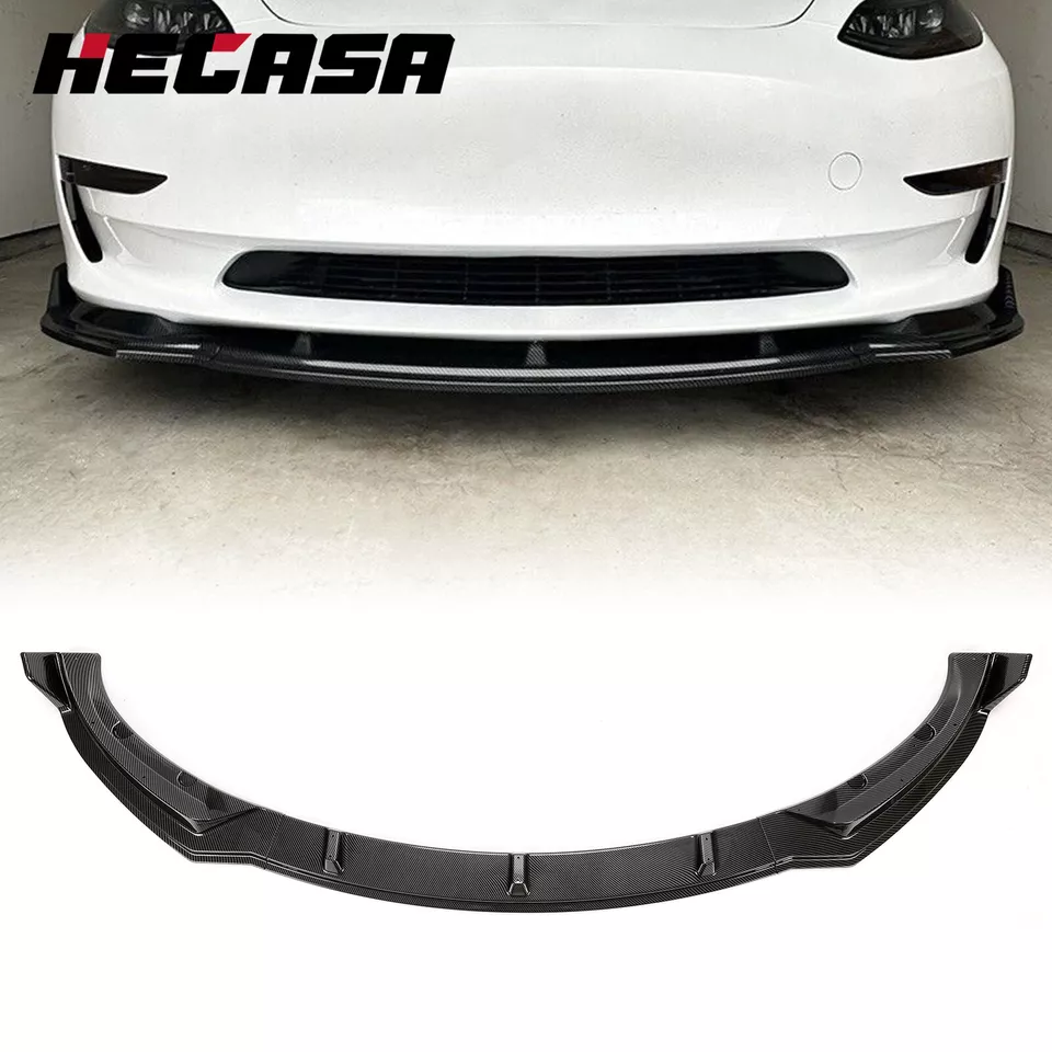 For Tesla Model 3 17-23 Front Bumper Lip Kit Chin Spoiler Carbon Fiber Style - Изображение 1 из 4