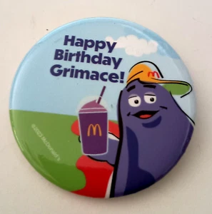 McDonald's Restaurants Happy Birthday Grimace Employee Button Pin NOS New 2023 - Picture 1 of 3