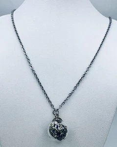 Dried Flower In A Bottle Silver Pendant Necklace 18” - Picture 1 of 6