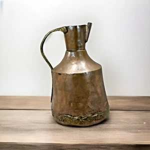 Vintage Primitive Copper Pitcher Hand Made Large 11 Inches Watering Can Vase - Picture 1 of 16