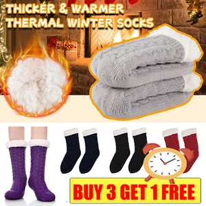 Thick Long Winter Socks Thermal Knee High Extra Fluffy Bed Socks Size 6-11 - Picture 1 of 13