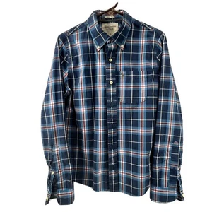 Abercrombie & Fitch Herren kleines Kleid Shirt muskulös blau rot kariert Knopfleiste - Bild 1 von 8