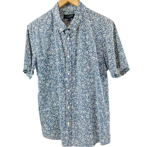 Just Jeans Short Sleeve Shirt Men Size Medium Blue Floral Button Up Casual - Picture 1 of 8