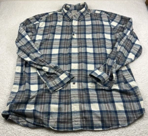 L.L. Bean Button Up Shirt Mens 3XLT White Blue Plaid Long Sleeve 228066 - Picture 1 of 6