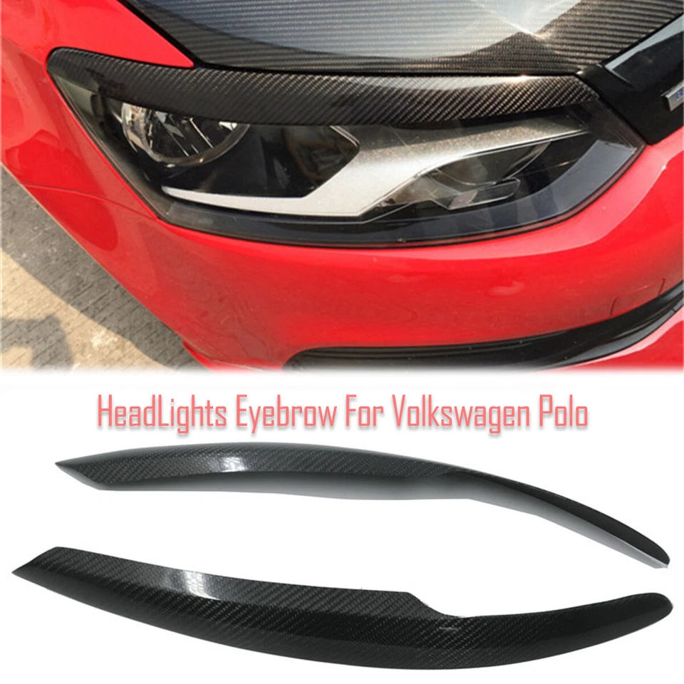 Carbon Fiber Eyelids Eyebrows Lids Headlight Molding Covers For Volkswagen Polo - Image 1 of 4