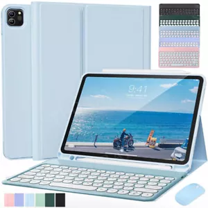 Bluetooth Keyboard Case Mouse For iPad 6/7/8/9/10th Gen Air 3 4 5 6 Pro 11 10.5 - Picture 1 of 32