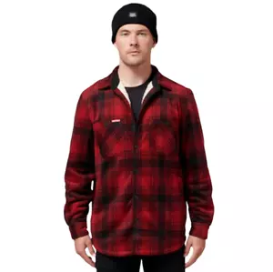 Mens Hard Yakka Legends Sherpa Fleece Jacket Shirt Camper Red With Free Beanie - Picture 1 of 10