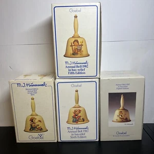 4 HUMMEL JAHRESGLOCKEN IN ORIGINALKARTONS 1979, 1982, 1983, 1985 TOP - Bild 1 von 9