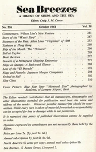 VIRGINIAN --DROTTNINGHOM -  SEA BREEZES magazine REVIEW of this ship! Oct 1964 - Bild 1 von 5