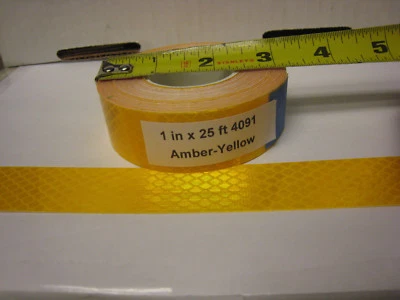 CINTA REFLECTANTE ROLLO ORO AMARILLO ÁMBAR MARCA 3M # 4091 1" X 25' CORTE PERSONALIZADO Foto 1 de 4