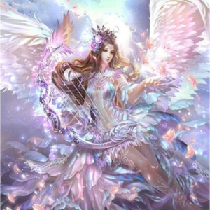Diamond Painting 5D Full Square 50cmx50cm, Angel & Harp, PRICE REDUCED - Picture 1 of 3