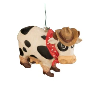 Kuh Ornament - Cowboy gekleidet Tier Südwesten Texas Hut Stiefel Maske Rodeo Bauernhof - Bild 1 von 4