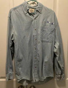 Vintage Mens Fred Harvey Trading Company Embroidered Cotton Shirt L Yellowstone - Picture 1 of 4