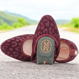 Womens Ballet Flats Morena Morena Foldable Shoes Burgundy Leopard Print EU36 UK3 - Picture 1 of 7