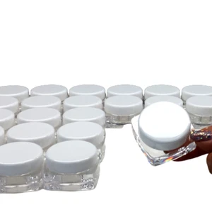 Cosmetic Jars Empty Square Makeup Container White Lid 10 Gram Ml (100 Pack) 3086 - Picture 1 of 8