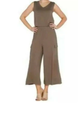 Lisa Rinna Collection Jumpsuit-Mocha-Small A308774 NEW - Image 1 of 2