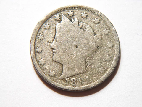 1891 G Liberty V Nickel,  Nice Low Priced Vintage Coin for a collection Cover