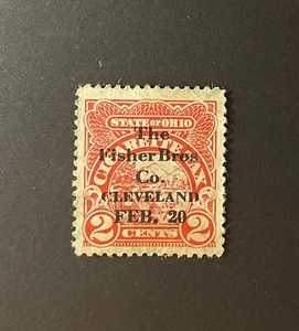 Ohio State Revenue #C2 - 2 cents Cigarette - Printed cancel Fisher Bros. Feb. 20 - Picture 1 of 1