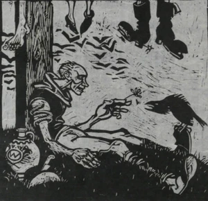 Grabado en madera Otto Wirsching después del trabajo hecho Dachauer artista Dachau Rast - Imagen 1 de 4