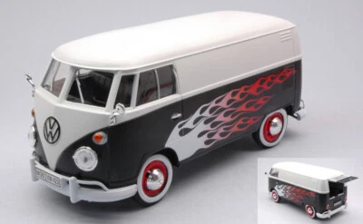 MODELLINO FURGONE STATICO MOTORMAX VW TYPE 2 T1 DELIVERY VAN BIANCO/NERO 1/24 - Immagine 1 di 4