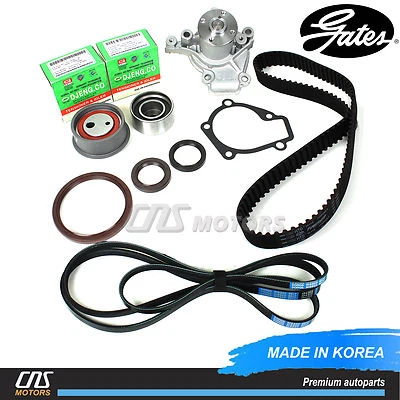 Gates HTD Timing Belt Kit V-Belt & Water Pump Fits 02-08 Hyundai Elantra Tiburon - Imagem 1 de 4