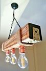 NERO-Rustic Chandelier Aged Wood Ceiling Pendant Light Vintage Unique Design