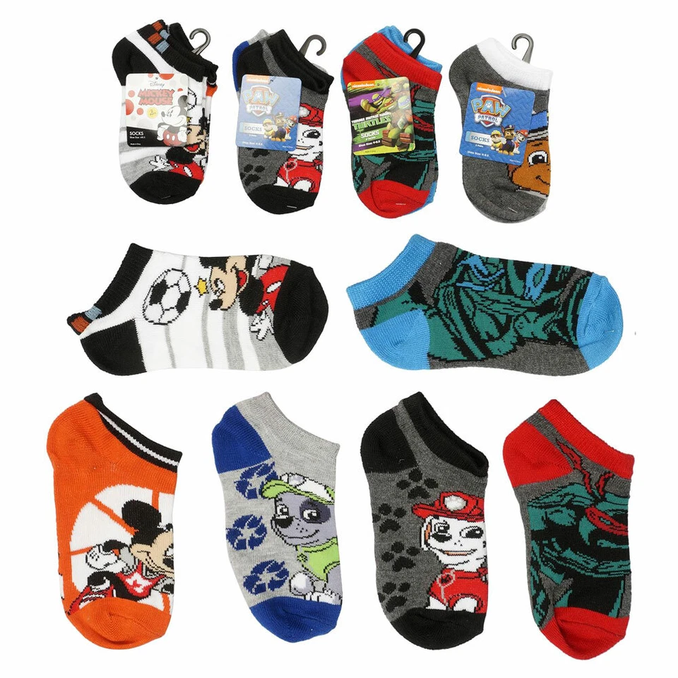 8 PAIR Disney Mickey Mouse Playing Soccer Little Kids Boys Socks Shoe 4-8.5