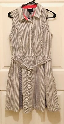 Mujer Cynthia Rowley Azul Blanco Cuello Sin Mangas Cinturón Cintura Vestido Talla 8 Foto 1 de 4