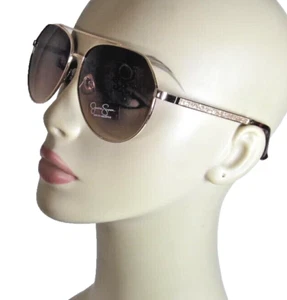 JESSICA SIMPSON Gold Bling Teardrop Aviator Sunglasses Gold JS Logos J5703-GLDTS - Picture 1 of 9