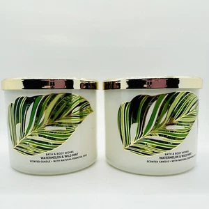 2 BATH & BODY WORKS WATERMELON & WILD MINT 3-WICK SCENTED LARGE CANDLE 14.5 OZ - Picture 1 of 13