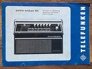 Telefunken Anleitung - Bedienungsanleitung Telefunken Partner exklusiv 401 -1973 - Bild 1 von 3