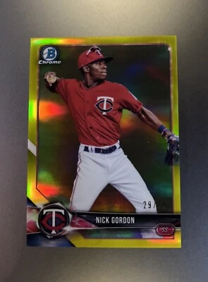 2018 Bowman Chrome Prospects Canary Yellow Refractor /75 Nick Gordon #BCP49 - Image 1 of 2