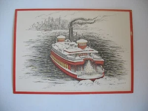 1971 Christmas Card Carol Creutzberg Washington Arch Cards Staten Island Ferry - Picture 1 of 9