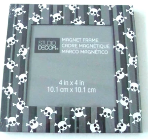 NEW SEALED Studio Decor 5.5" Magnet Picture Frames for 4" x 4" Photos B&W Skulls - Picture 1 of 4